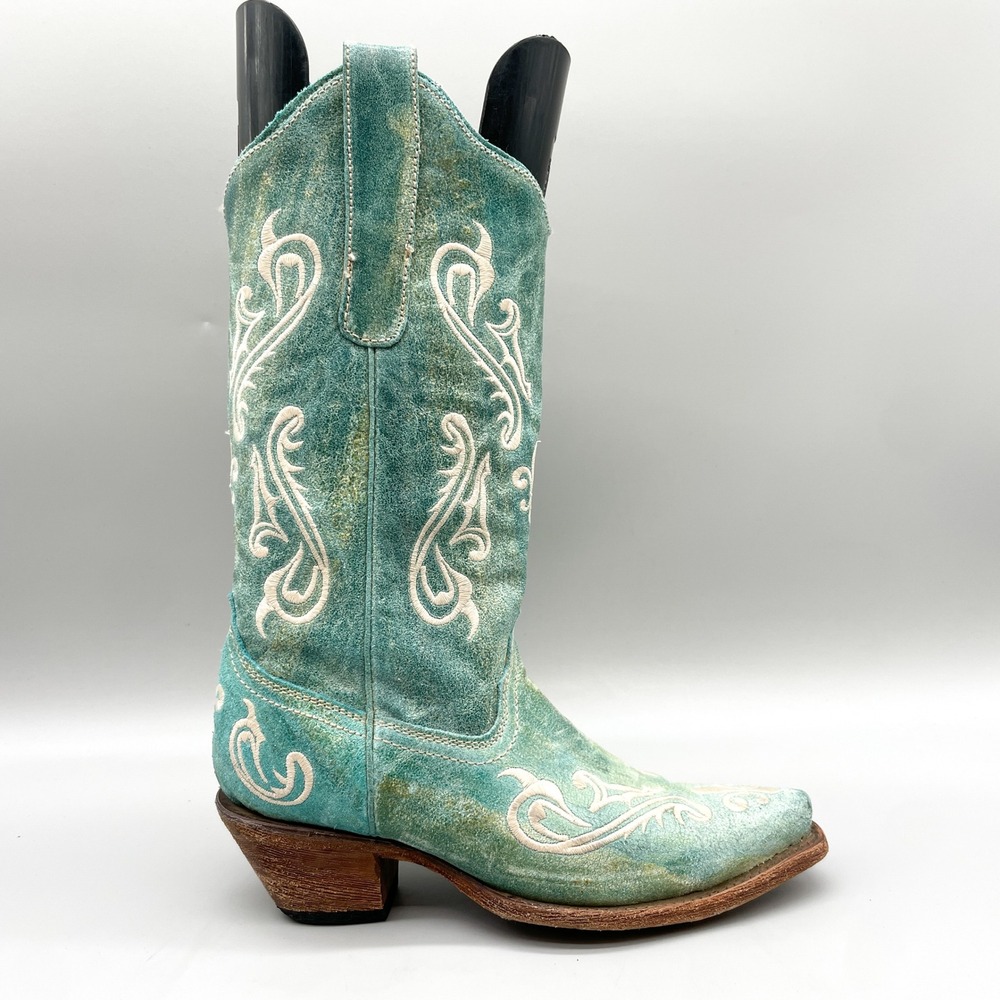 Corral Womens 6.5M Cortez Western Boot Turquoise Distressed Leather Cowgirl Boho